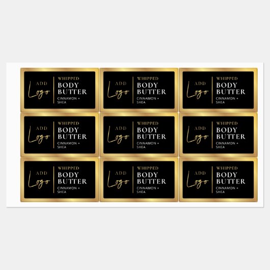 Modern Black Gold Logo Body Butter Jar Waterproof Etiketten (Blatt)