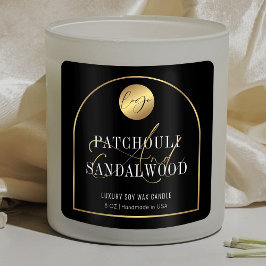 Modern Black & Gold Logo Soft Candles Produktlabel Quadratischer Aufkleber