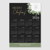 Modern Black & Gold Merry Christmas 2026 Calendar Magnetkarte (Vorderseite)