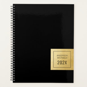 Modern Black Gold Minimalist Personalized Planner Planer