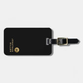 Modern Black Gold Minimalistisch Monogram Name Gepäckanhänger (Vorderseite horizontal)