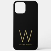 Modern Black Gold Minimalistischer Monogramm Name Case-Mate iPhone Hülle (Rückseite)