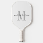 Modern Black Gold Monogram Feminine Script Name Pickleball Schläger (Rückseite)