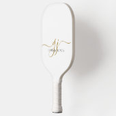 Modern Black Gold Monogram Feminine Script Name Pickleball Schläger (Links)