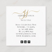 Modern Black Gold Monogram Feminine Script Name Quadratische Visitenkarte (Rückseite)