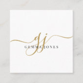 Modern Black Gold Monogram Feminine Script Name Quadratische Visitenkarte (Vorderseite)