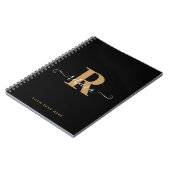 Modern Black Gold Monogram Handschrift Name Notizblock (Linke Seite)