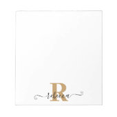 Modern Black Gold Monogram Handschrift Name Notizblock (Vorderseite)