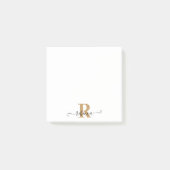 Modern Black Gold Monogram Handschrift Name Post-it Klebezettel (Vorderseite)