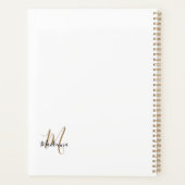 Modern Black Gold Monogram Initial Script Name Planer (Rückseite)