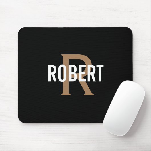 Modern Black gold monogram men name mouse pad Mousepad (Mit Mouse)