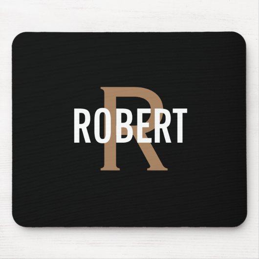 Modern Black gold monogram men name mouse pad Mousepad (Vorne)