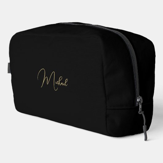 Modern Black Gold Monogram Mens Womens Gym Travel Waschbeutel (Rechte Ecke)