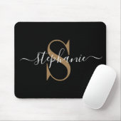Modern Black Gold Monogram Mousepad (Mit Mouse)