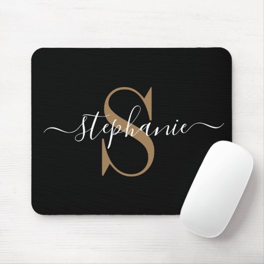 Modern Black Gold Monogram Mousepad (Mit Mouse)
