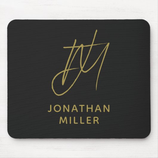 Modern Black Gold Monogram Mousepad (Vorne)