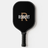 Modern Black gold monogram name mens pickleball pa Pickleball Schläger (Rückseite)