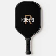 Modern Black gold monogram name mens pickleball pa