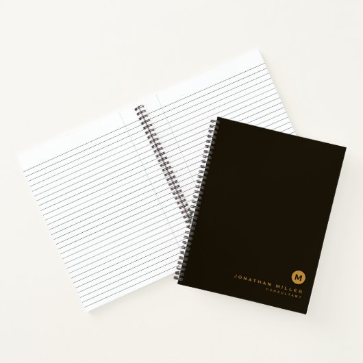 Modern Black Gold Monogram Notizblock (Innenseite)