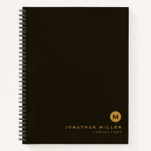 Modern Black Gold Monogram Notizblock (Vorderseite)