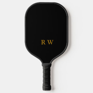 Modern Black Gold Monogram Pickleball Schläger