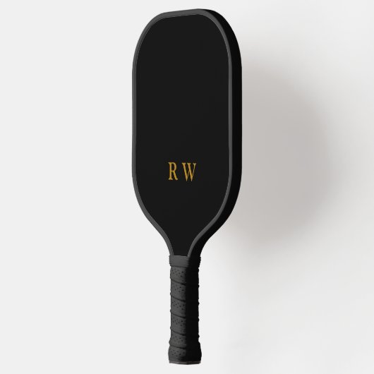 Modern Black Gold Monogram Pickleball Schläger (Links)
