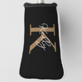 Modern Black Gold Monogram Script Golf Headcover (Rotieren 90)