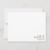 Modern Black Gold Monogram Script Mitteilungskarte (Vorderseite)