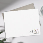 Modern Black Gold Monogram Script Mitteilungskarte