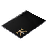 Modern Black Gold Monogram Script Notizblock (Linke Seite)