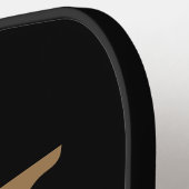 Modern Black Gold Monogram Script Pickleball Schläger (Linke Seite)