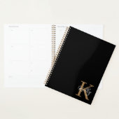 Modern Black Gold Monogram Script Planer (Anzeige)