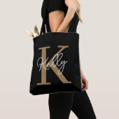 Modern Black Gold Monogram Script Tasche (Von Nahem)
