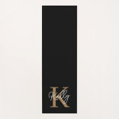 Modern Black Gold Monogram Script Yogamatte (Vorderseite)