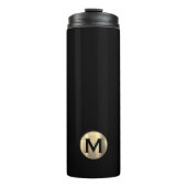Modern Black Gold Monogram Thermosbecher (Vorderseite)