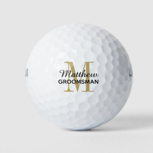 Modern Black Gold Monogram Trauzeuge Gift Golf Bal Golfball