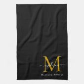 Modern Black Gold Monogram Ursprüngliche Skripte C Geschirrtuch (Vertikal)