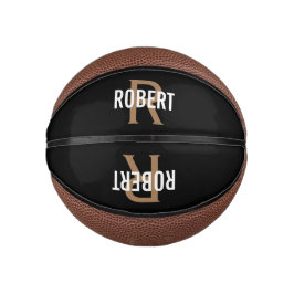 Modern Black Gold Monogramm Name Basketball