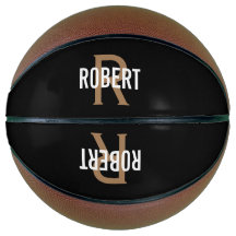 Modern Black Gold Monogramm Name Basketball
