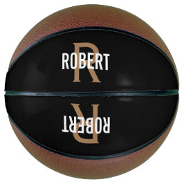 Modern Black Gold Monogramm Name Basketball