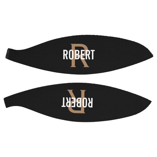 Modern Black Gold Monogramm Name Basketball (Panele)