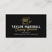 Modern Black Gold Oven Cleaning Service Visitenkarte (Vorderseite)