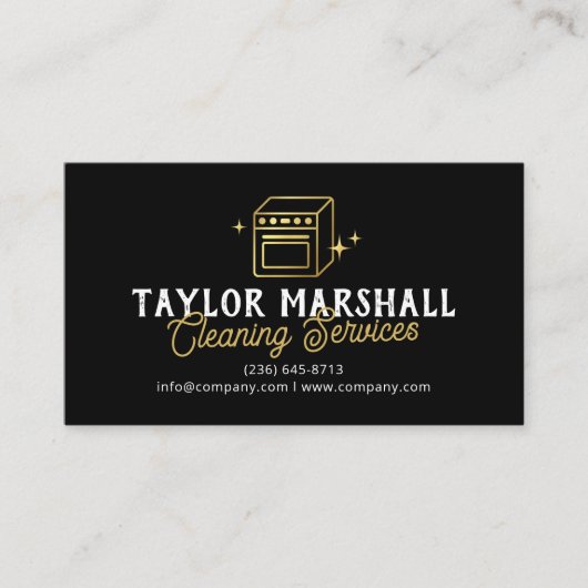 Modern Black Gold Oven Cleaning Service Visitenkarte (Vorderseite)