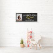 Modern Black Gold Photo Congratulations Grad Party Banner (Insitu)