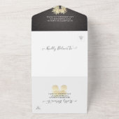 Modern Black & Gold Pineapples Couple Wedding RSVP All In One Einladung (Außenbereich)