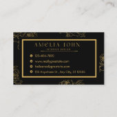 Modern Black Gold Professional Business Card Visitenkarte (Rückseite)