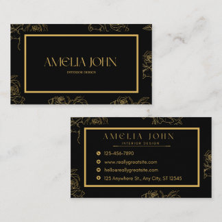 Modern Black Gold Professional Business Card Visitenkarte