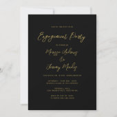 Modern Black Gold Script Engagement Party Einladung (Vorderseite)