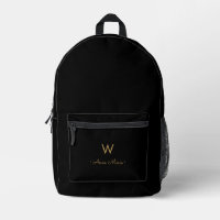 Modern Black Gold Script Monogram