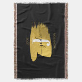 Modern Black & Gold Script Monogram Decke (Vorderseite Vertikal)